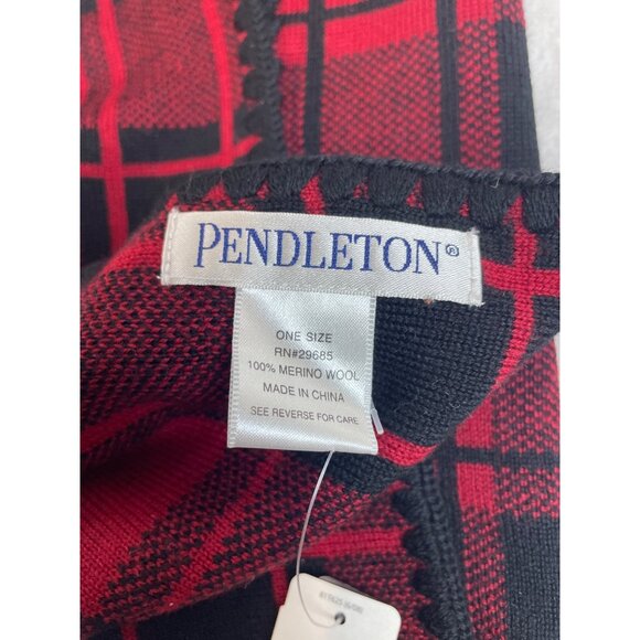 Unisex One Size Pendleton Red and Black Plaid Scarf New - Picture 4 of 6